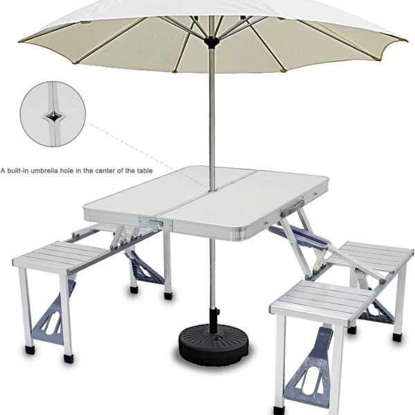 طاوله المنيوم مع 4 كراسي مع المظلة