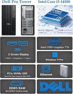 ⁦كمبيوتر Dell Pro Tower QCT1250 بمعالج Intel Core i5-14500 ورام 8 جيجابايت وSSD سعة 512 جيجابايت DOS⁩ - الصورة ⁦2⁩